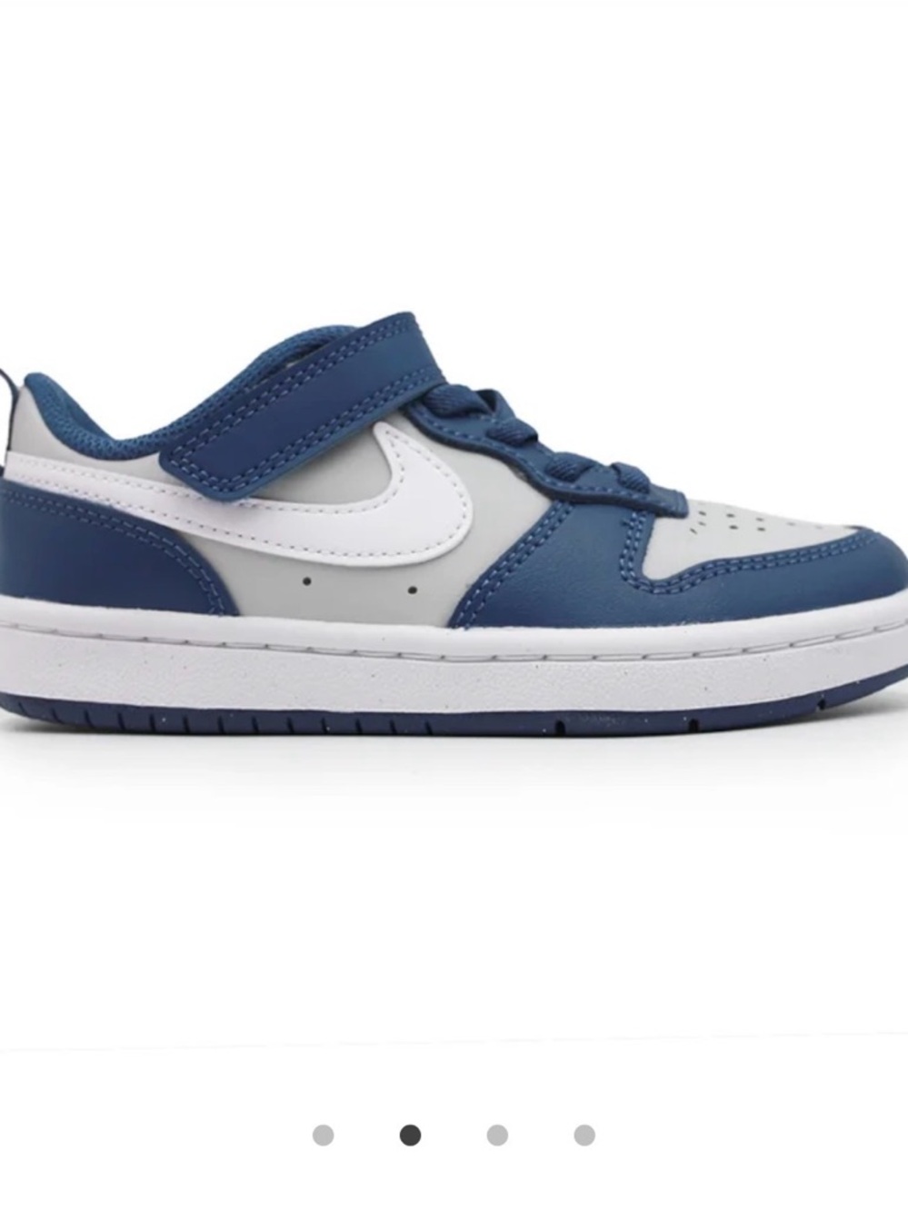 Nike Kids Blue and White Low-Top Sneaker with Hook-and-Loop Strap